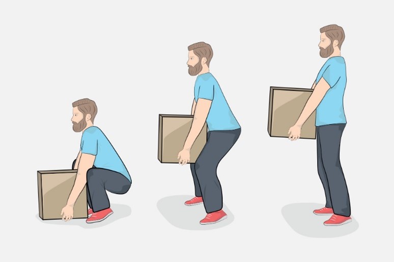 Illustration of safe box lifting technique.